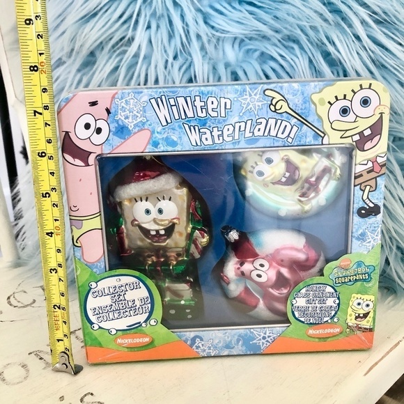 Sponge Bob, Vintage 2004, Set of 3, Glass Christmas Ornament In, Collectable Tin - Picture 11 of 11